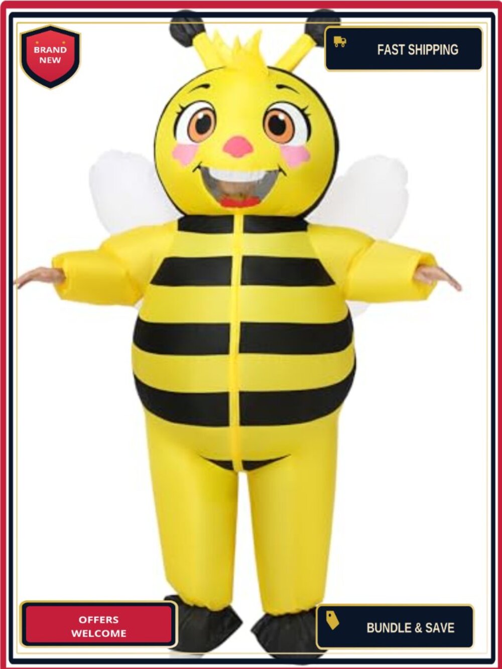 Inflatable Bee Costume Adult Blow Up Bumblebee Halloween Cosplay Party